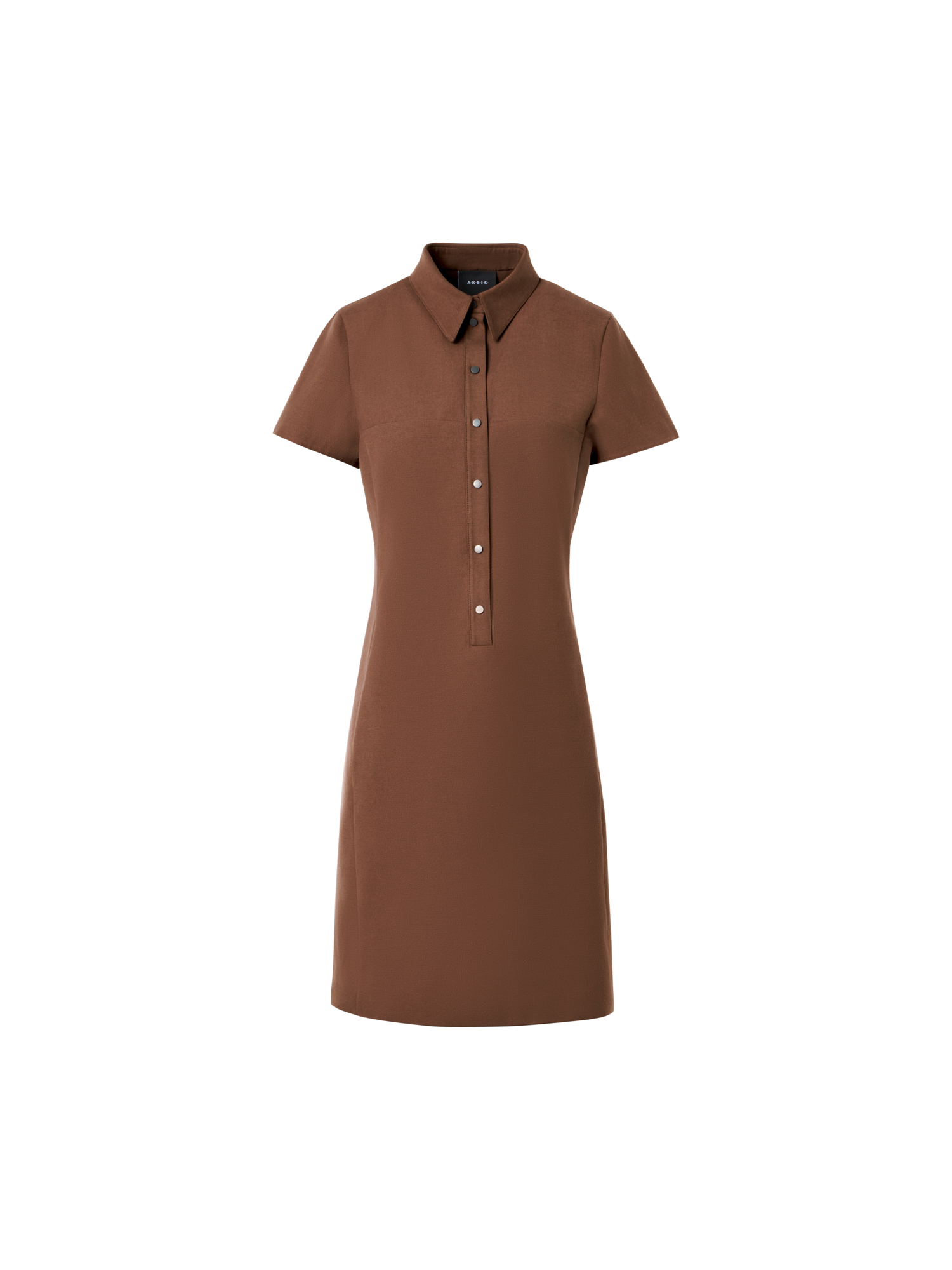Designer Cotton Silk Stretch Double-Face Polo Dress - brown