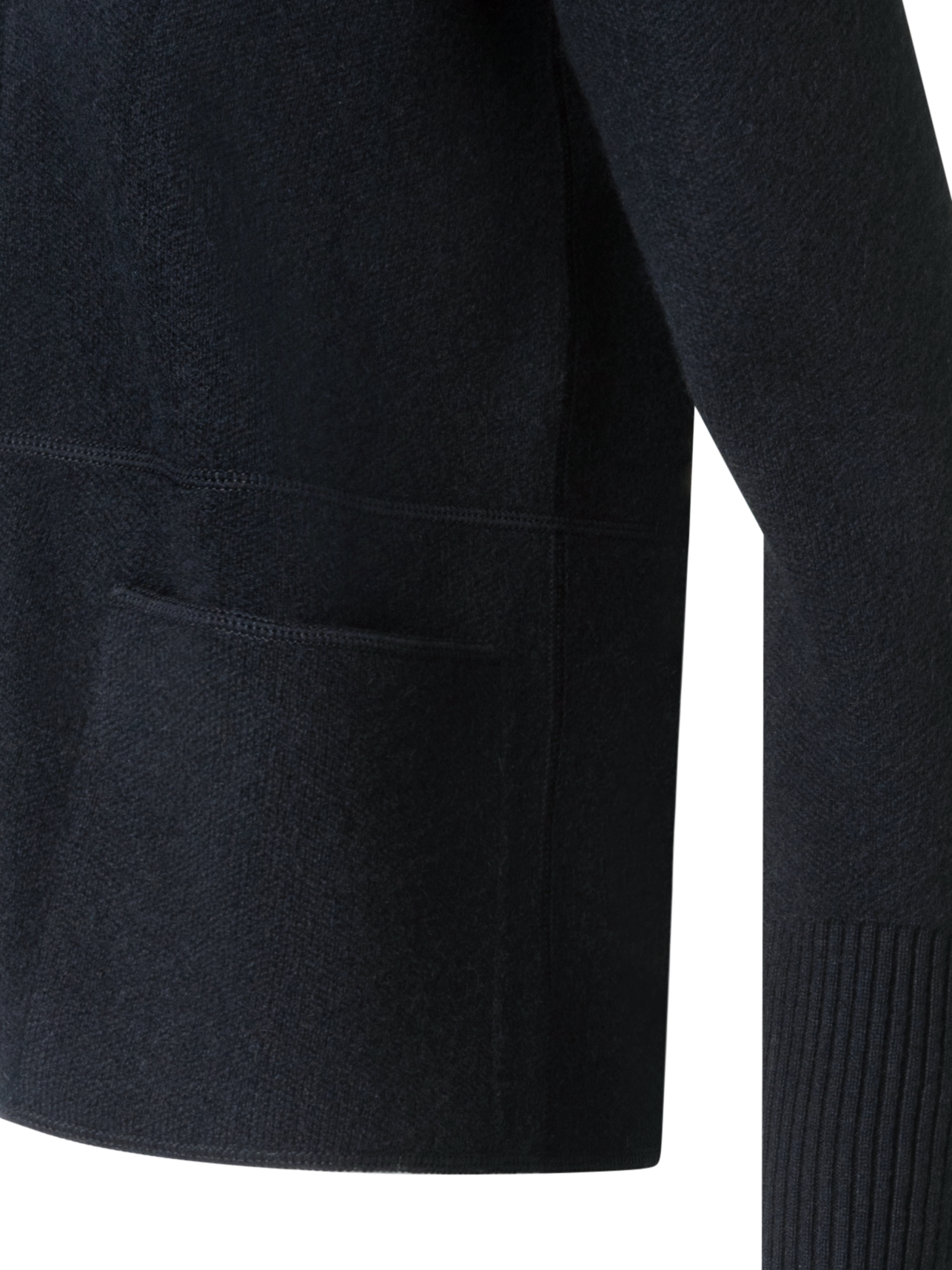 Designer Cardigan in Cashmere Pique Knit  - black