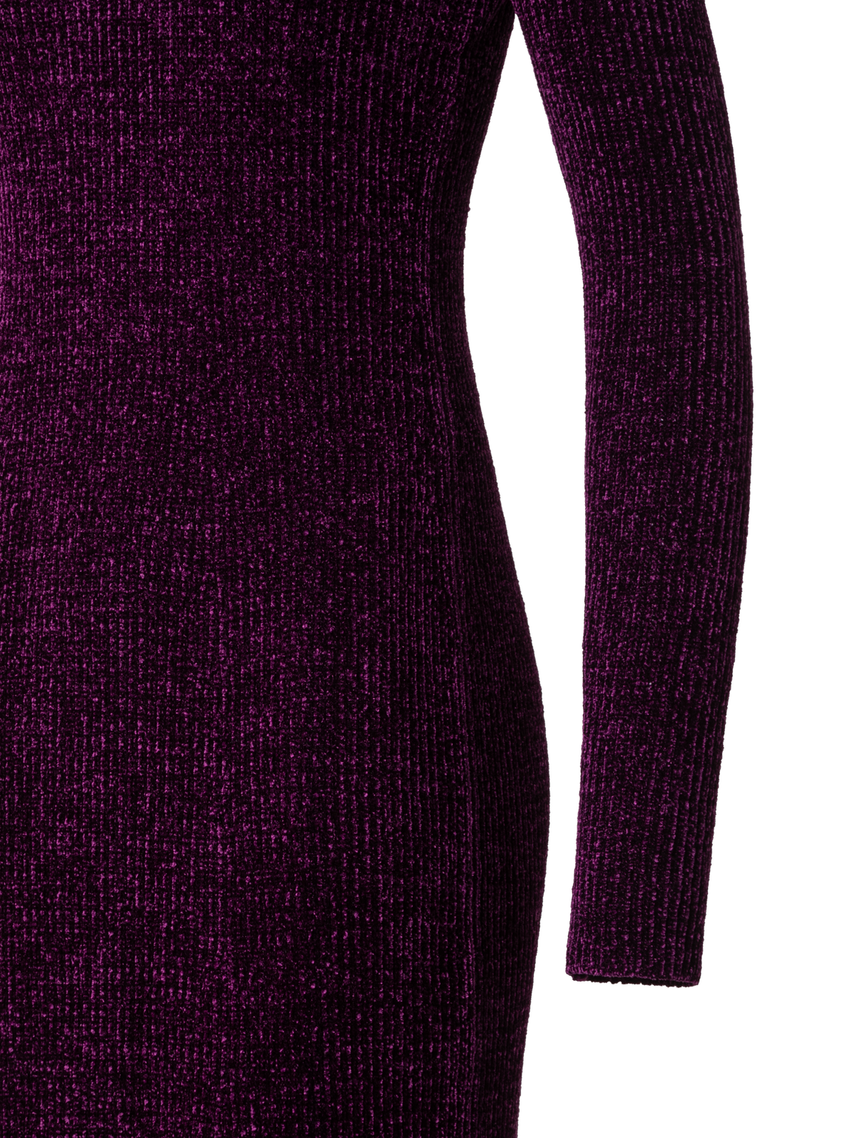 Designer Long Sleeve Chenille Rib Tube Dress - purple