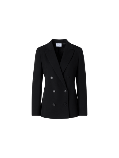 Designer Long-Sleeve Wool Tricotine Jacket - black