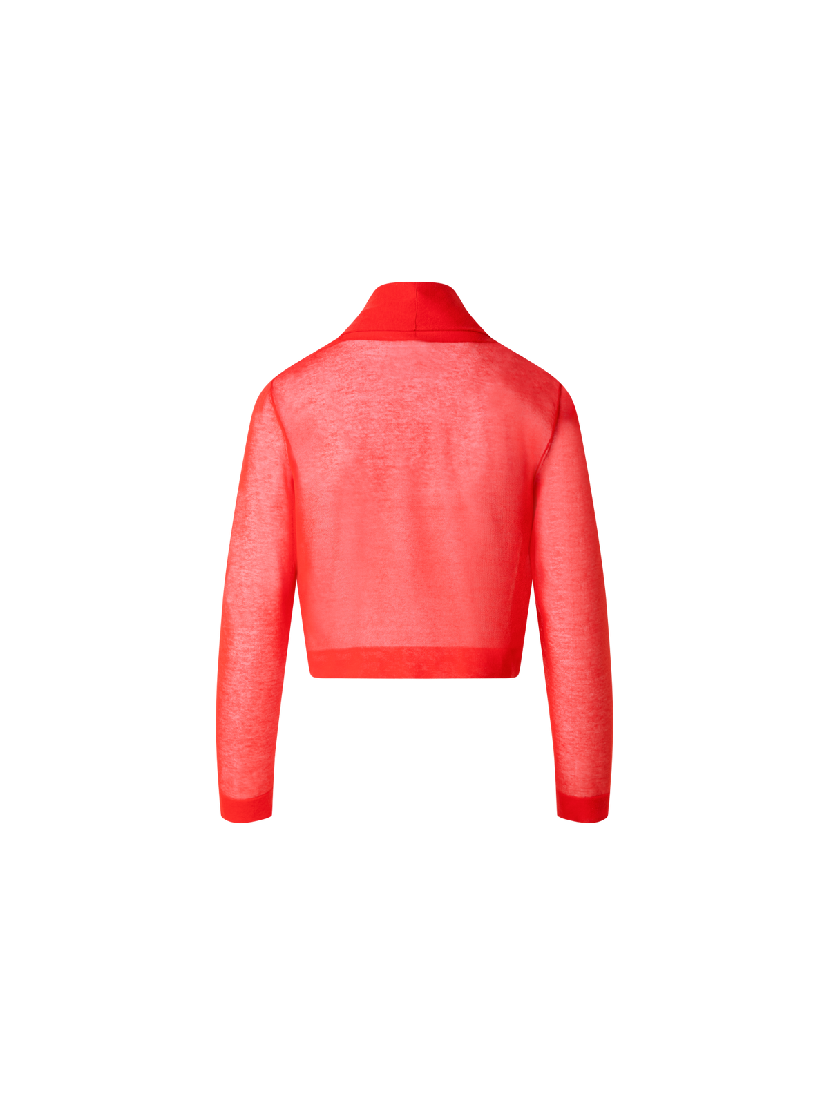 Designer Short Cardigan in Semi-Sheer Cotton Blend - red