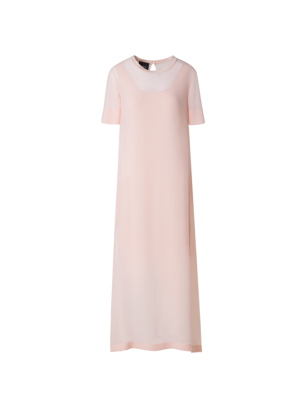 Designer Long Silk T-Shirt Dress - pastel - orange