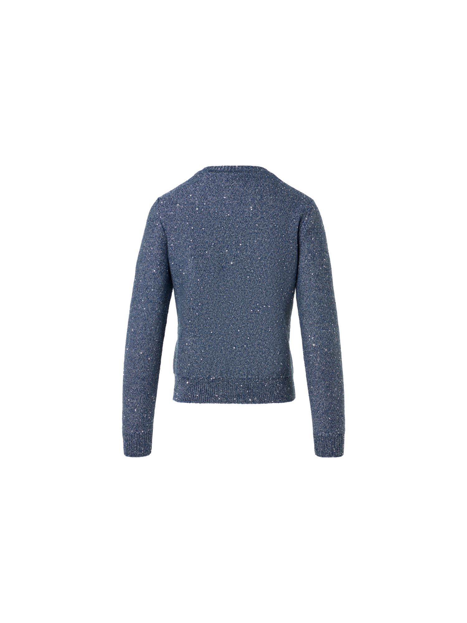Designer Knit Sweater in Linen Cotton with Micro Sequins - blue