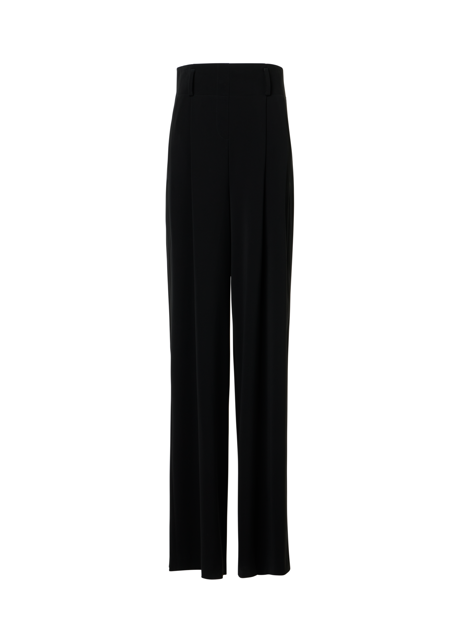 Designer High-Waist Lasercut Crêpe Wide Pants - black