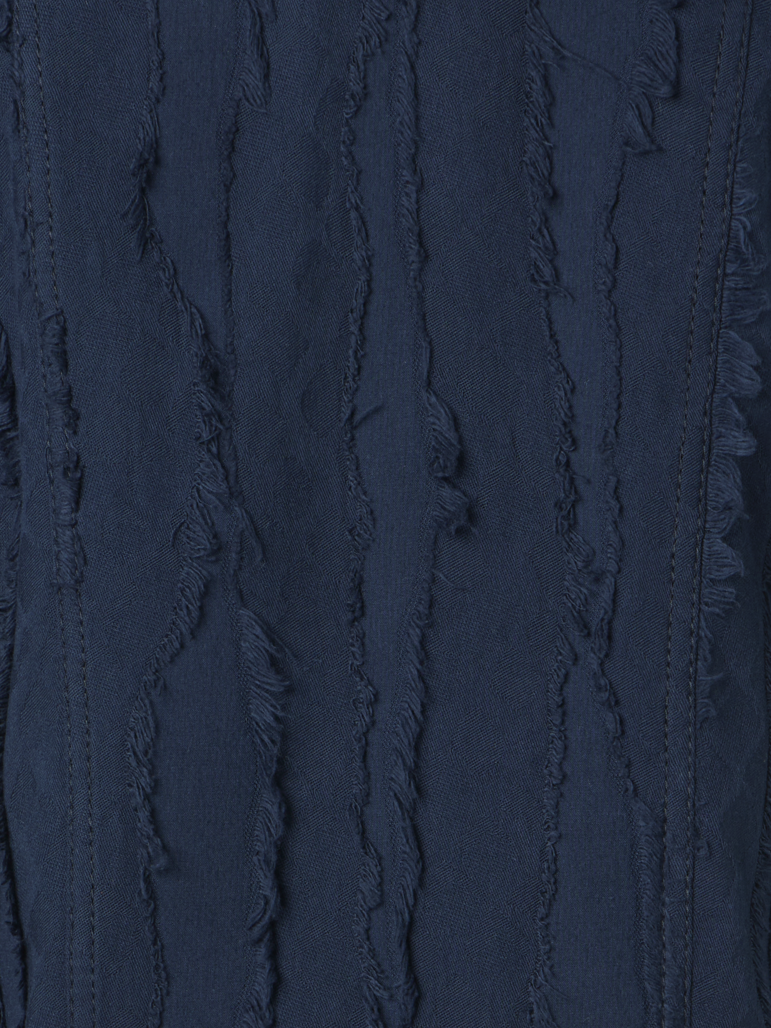 Designer Fringed Wave Jacquard Cotton Jacket - navy - blue