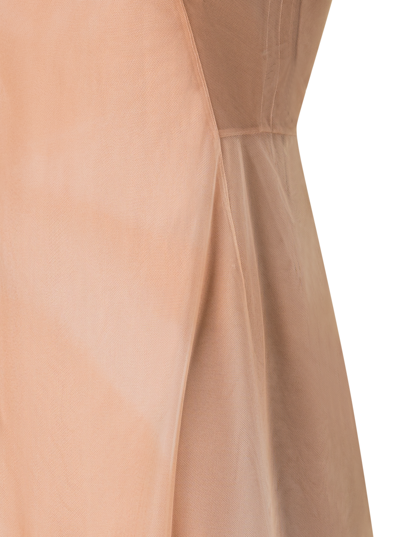 Designer Asymmetrical Tulle Dress in Chiaroscuro Print - neutral - pastel - beige