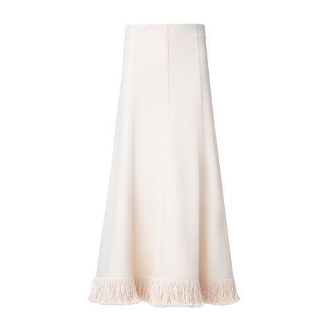 Denim-Midirock mit Fransen