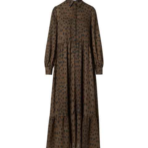 Boho Midi Shirt Dress in Leopard Print