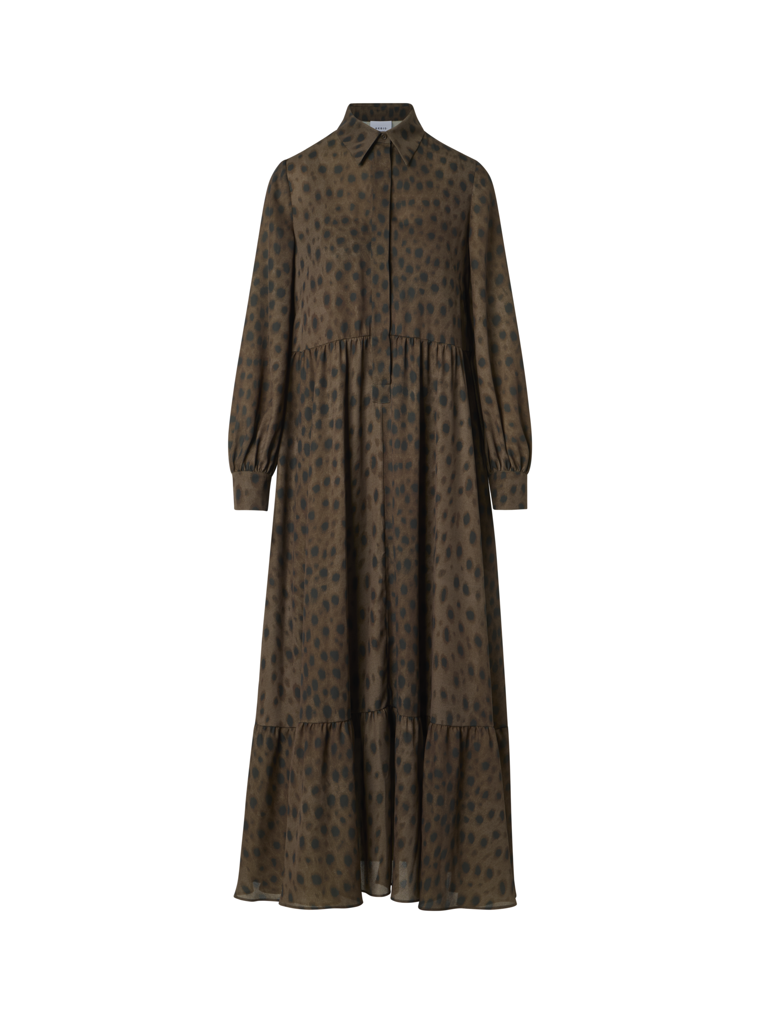 Designer Boho Midi Shirt Dress in Leopard Print - neutral - brown