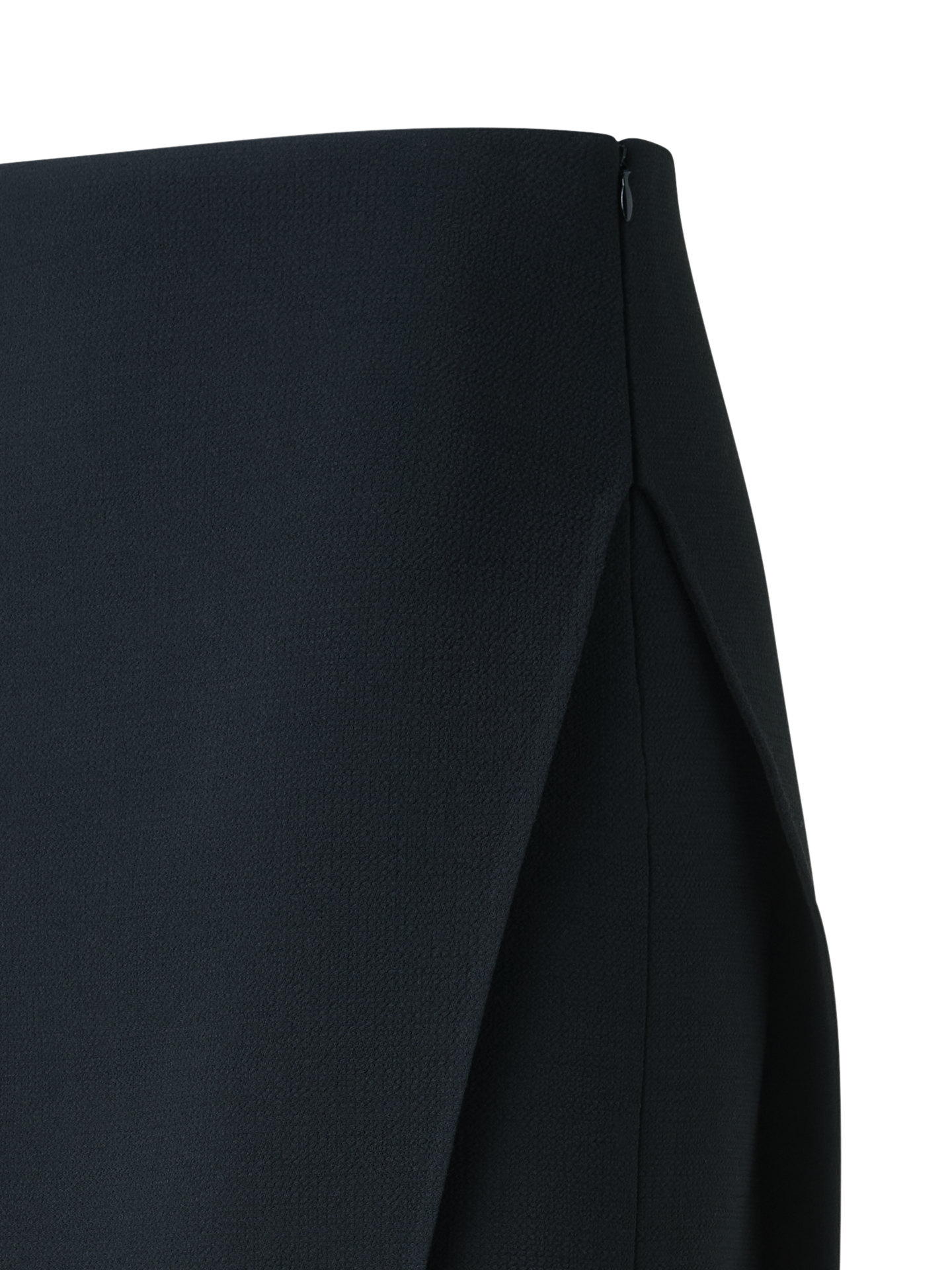 Designer Wool Crêpe Double-Face Mini Skirt with Apron - black - neutral