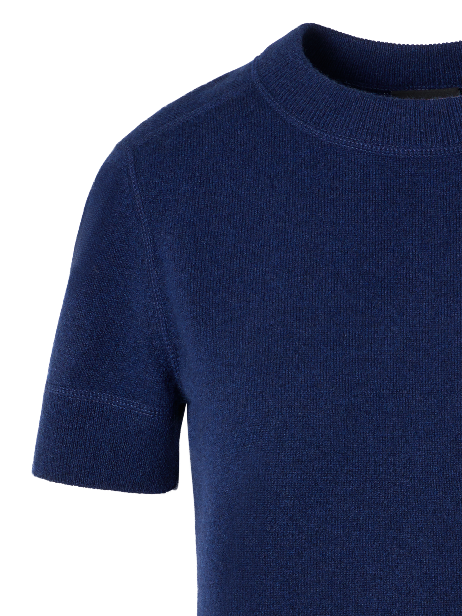 Designer Short-Sleeve Cashmere Knit Sweater - blue