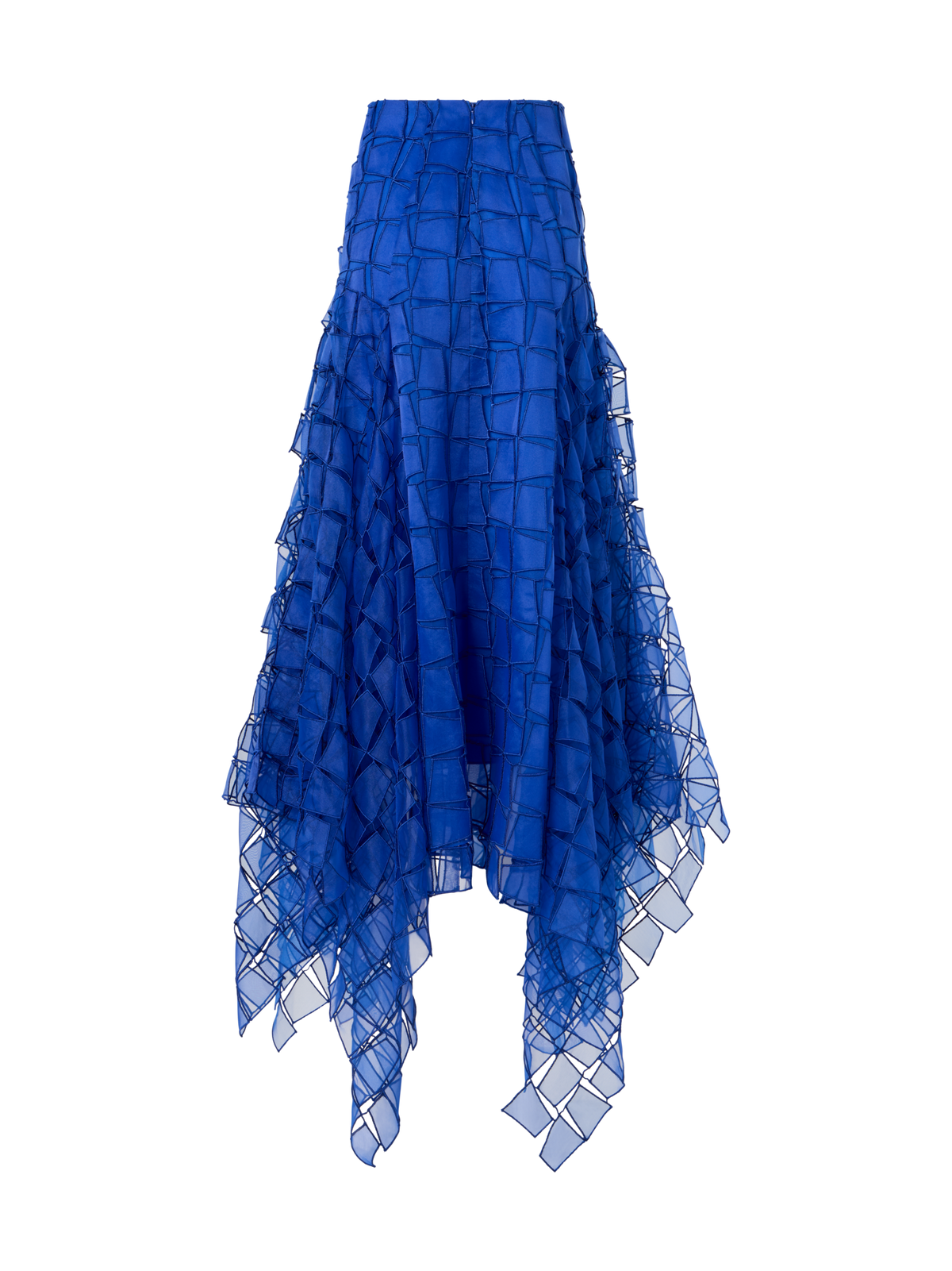 Designer Maxi Skirt with Tapezoid Organza Embroidery - blue