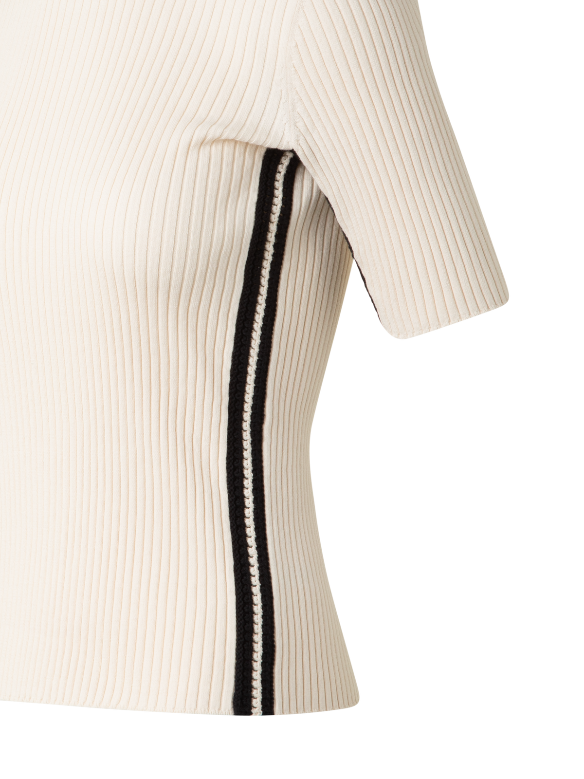 Designer Short Sleeves Sweater with Contrast Stripes - pastel - multicolor - beige