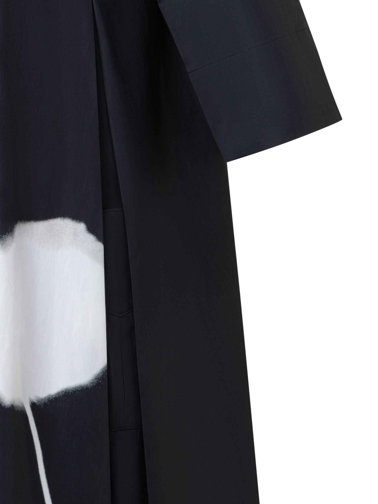 Designer Midi Shirt Dress with Dandelion Print - black - multicolor