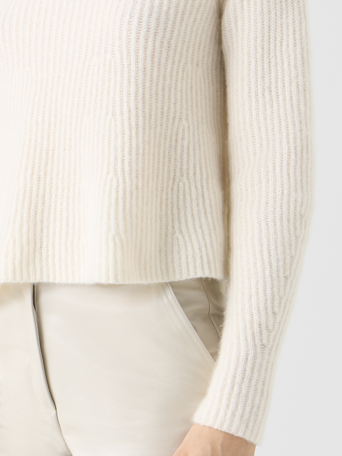 Designer Cashmere-Silk Ribbed Sweater - ecru #editorial