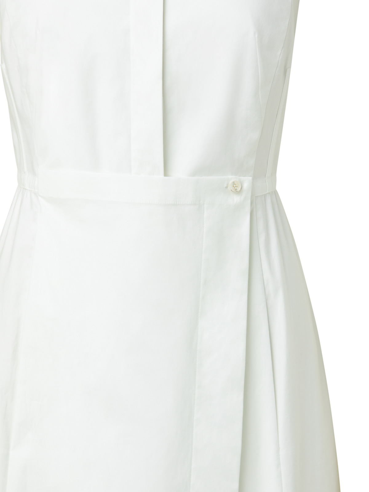 Designer Cotton Stretch Poplin Sleeveless Shirt Dress with Apron Detail