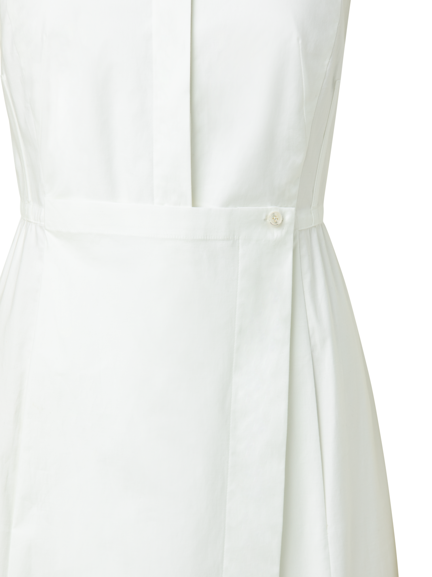Designer Cotton Stretch Poplin Sleeveless Shirt Dress with Apron Detail
