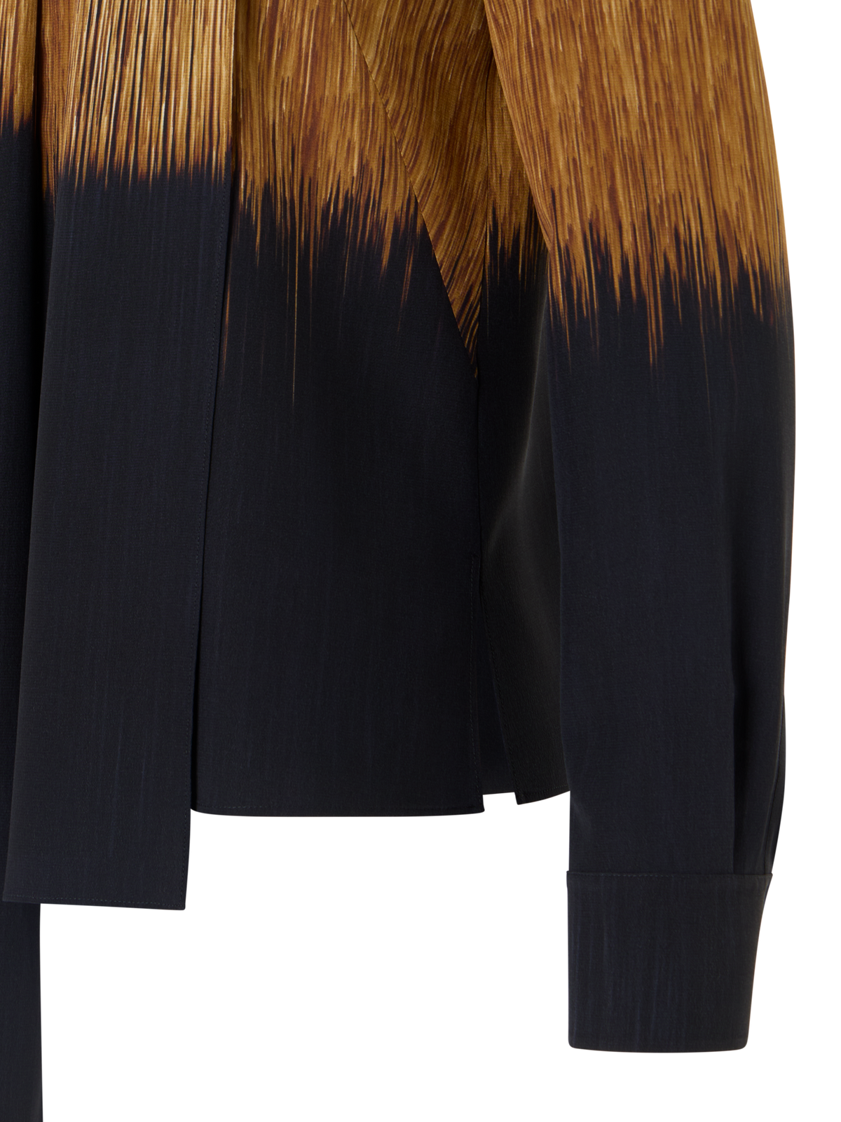 Designer Silk Blouse in Oro Lienzo Print with Scarf - brown - black - multicolor