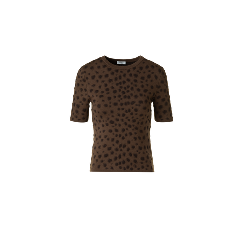 Tailliertes Wolle Stricktop im Leopard Jacquard