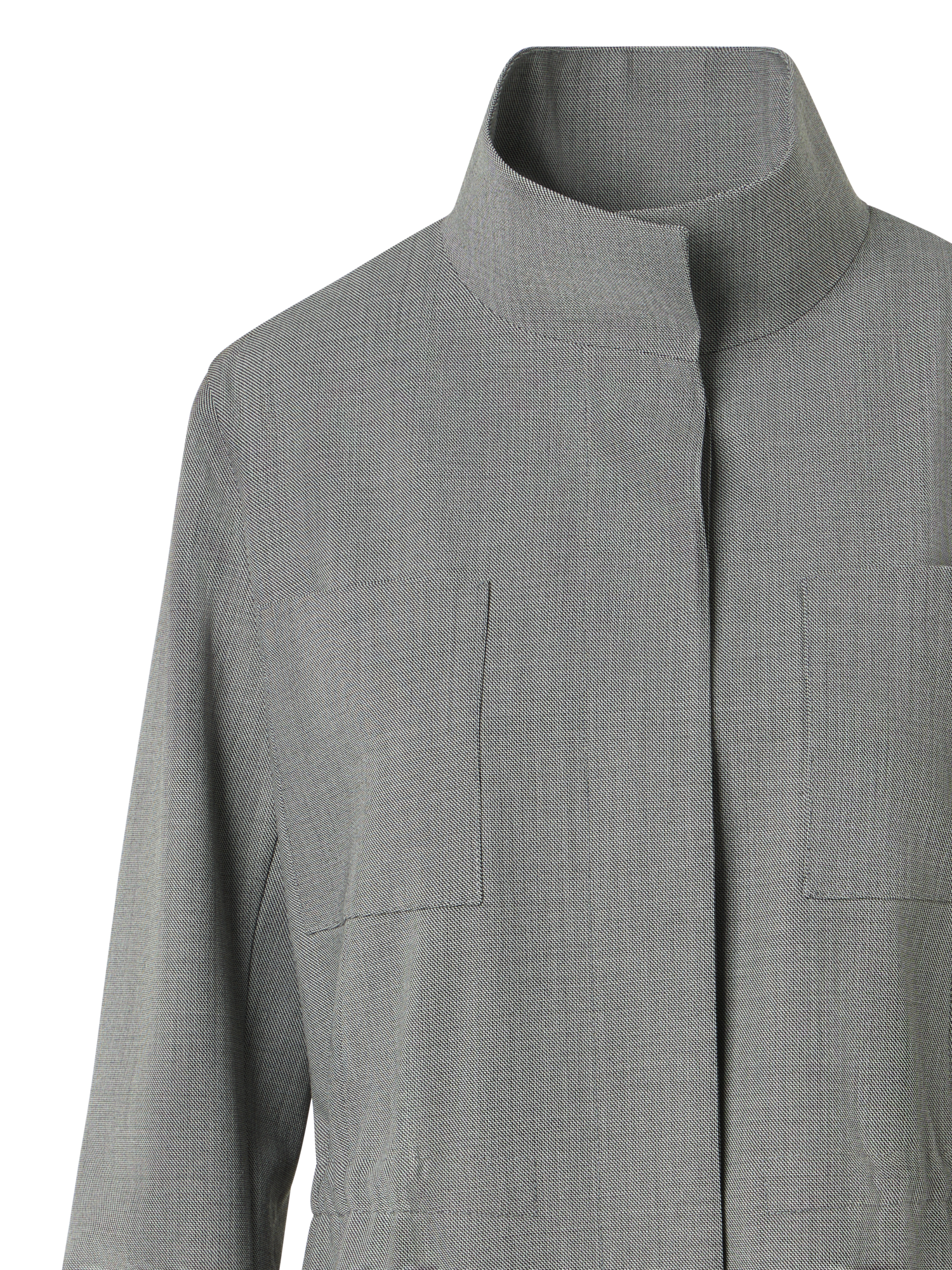 Designer Safari Jacket in Wool Stretch Fil-a-Fil - grey