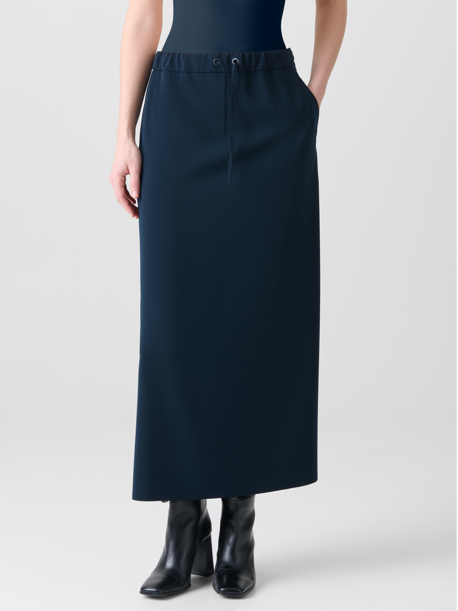 Designer Maxi Skirt in Signature Laser Cut - neutral - navy - blue 