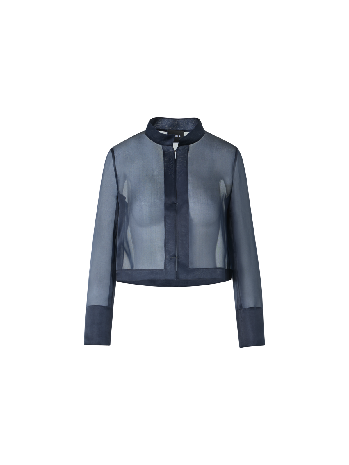 Designer Silk Organza Short Jacket - navy