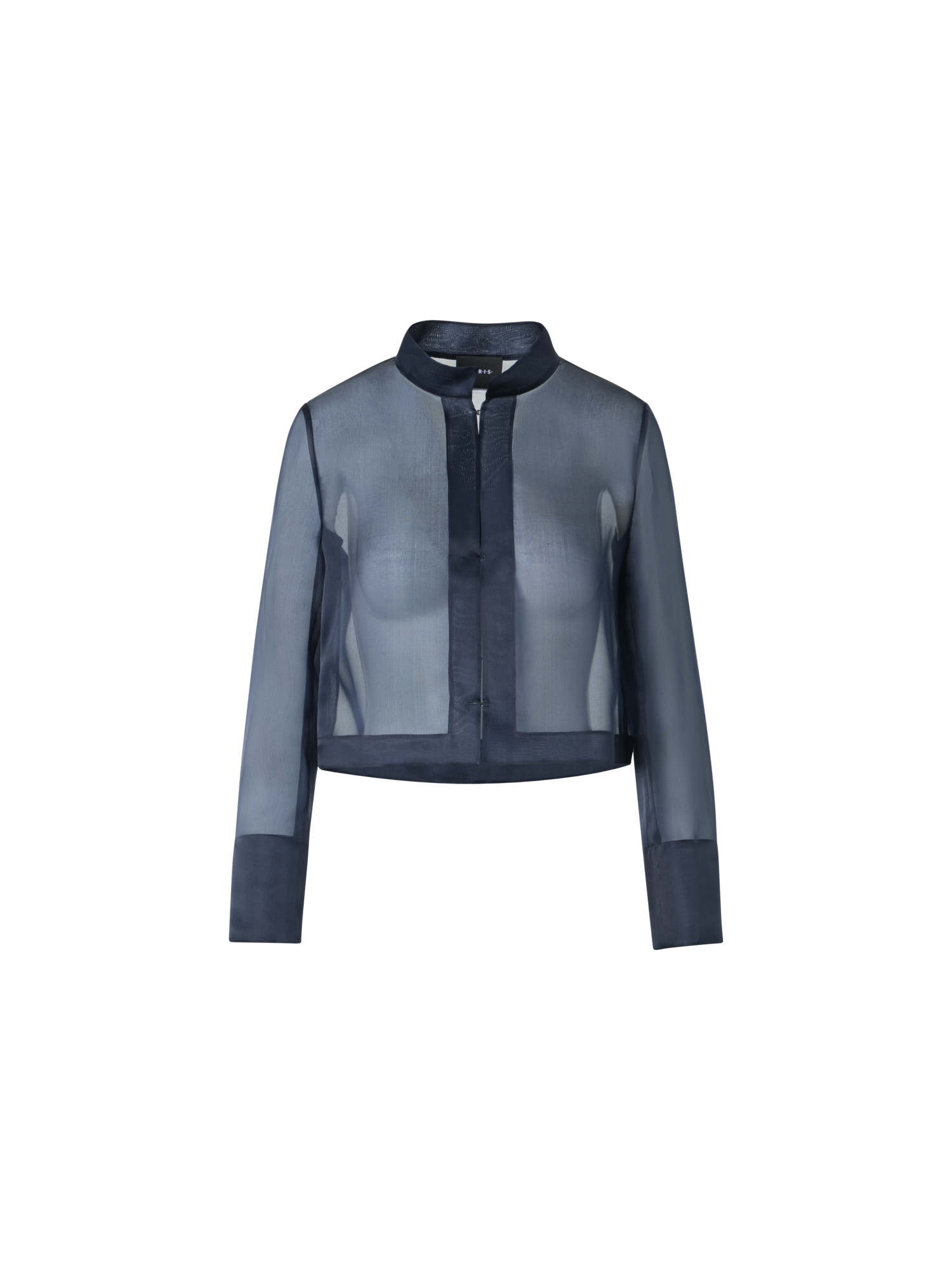 Designer Silk Organza Short Jacket - navy