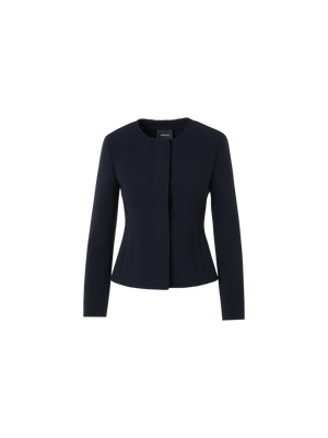 Designer Fitted Wool Bi-Stretch Double-Face Jacket - navy