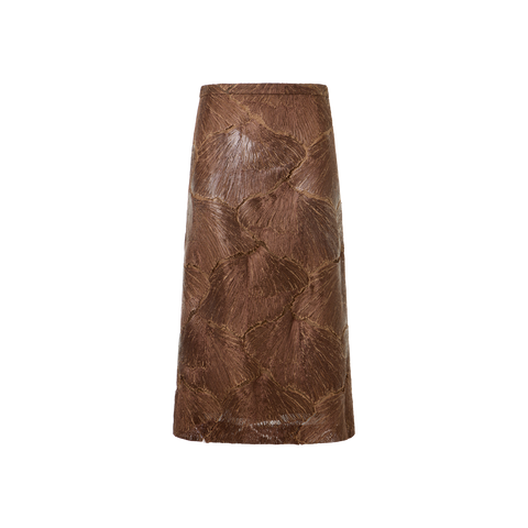 Technolackierter A-Linien-Rock mit Meeresfächerspitze