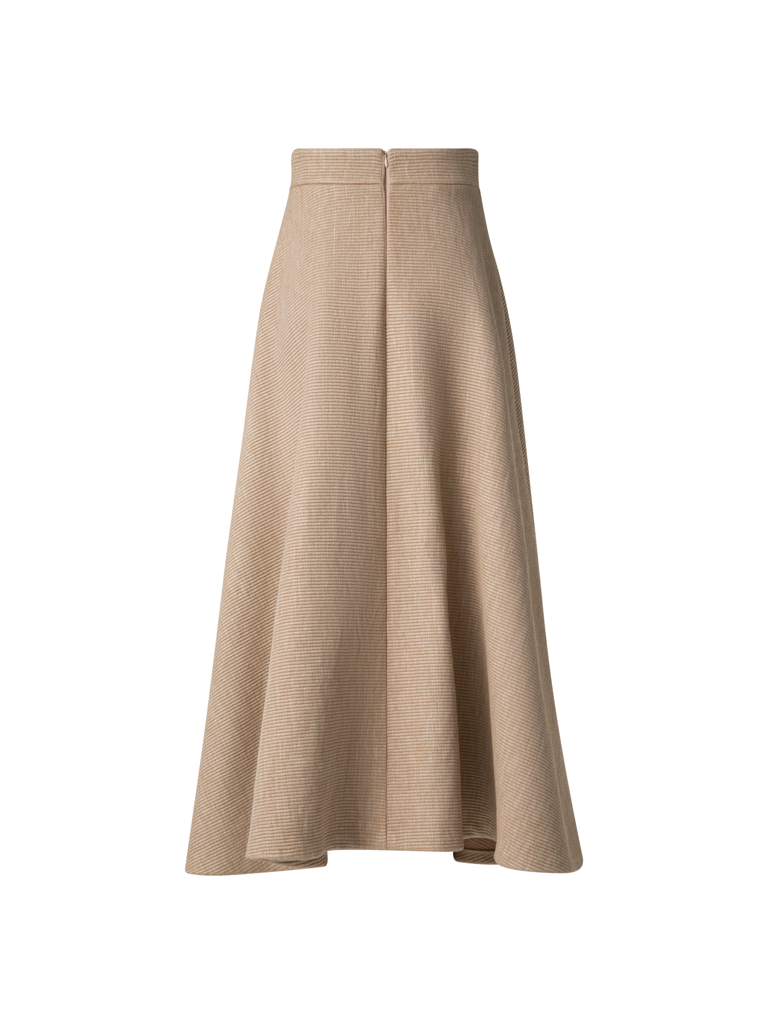 Designer A-Line Midi Skirt in Soft Cotton Raffia - neutral - beige