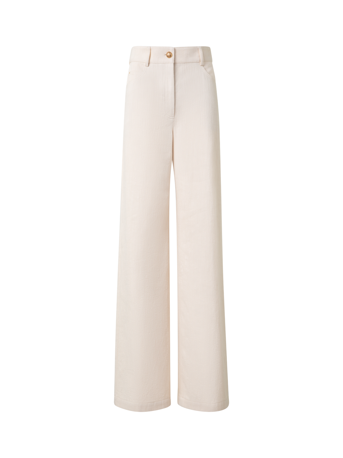 Designer Wide Cotton Wool Denim Stretch Pants - neutral - pastel - beige