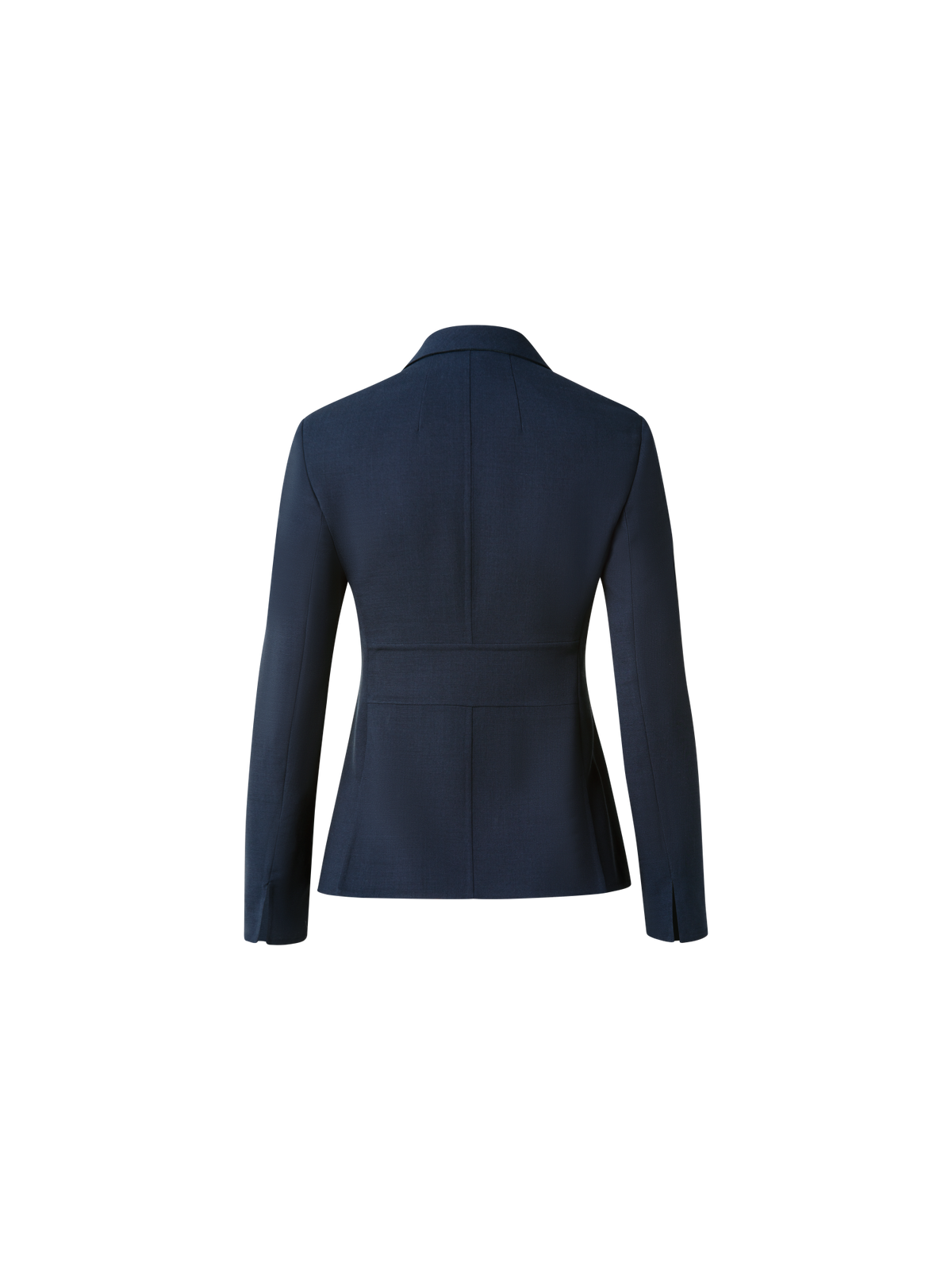 Designer Wool Double-Face Blazer with Leather Collar - navy - blue