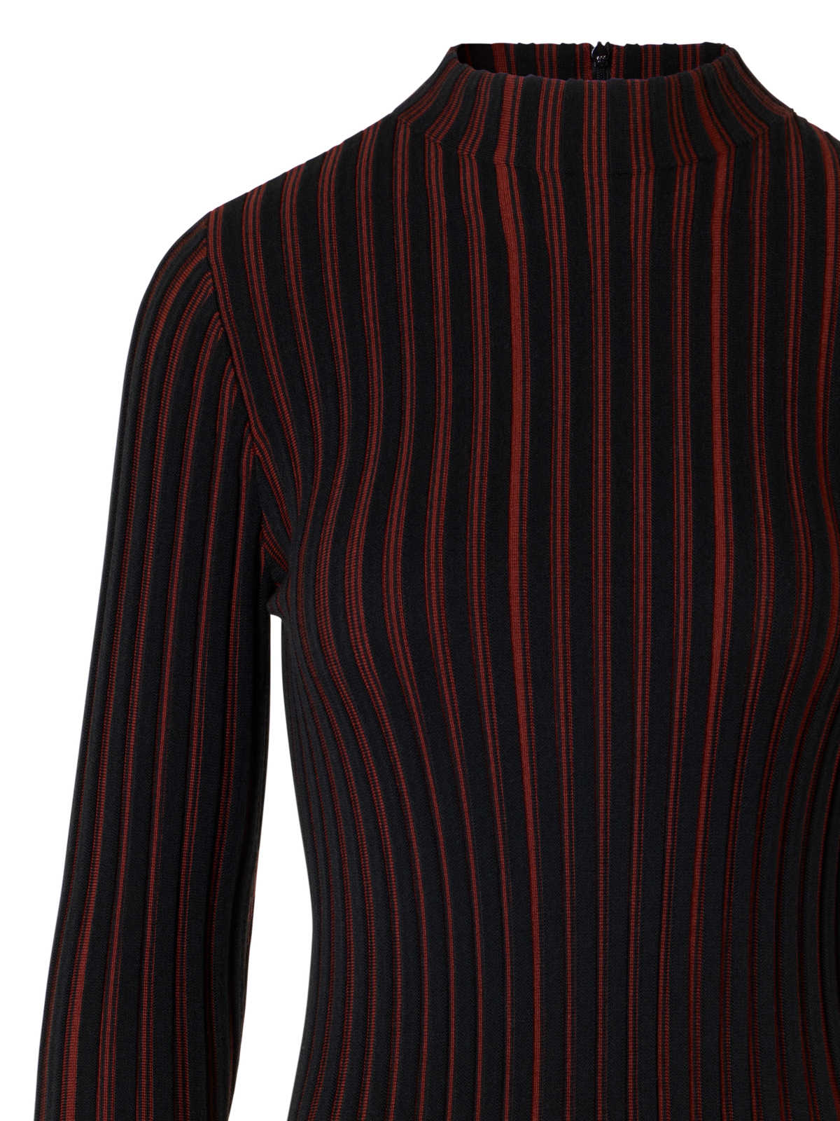 Designer Fit-and-Flare Ribbed Knit Dress - black - multicolor