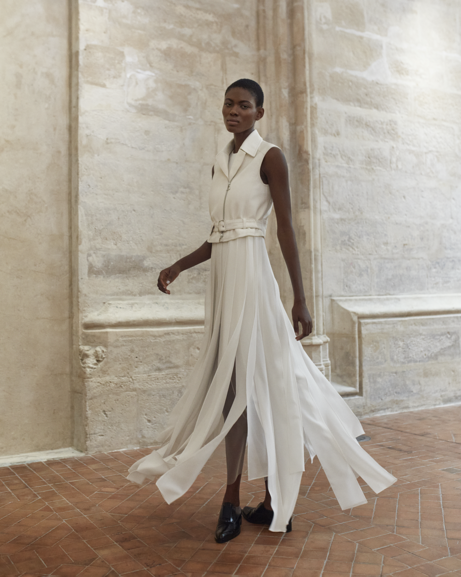 Designer Long Silk Ribbon Gown - neutral - ecru - white 