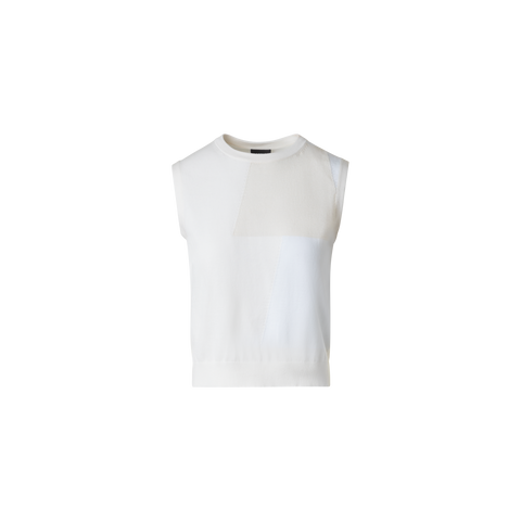 Cotton Knit Top with Trapezoid Jacquard