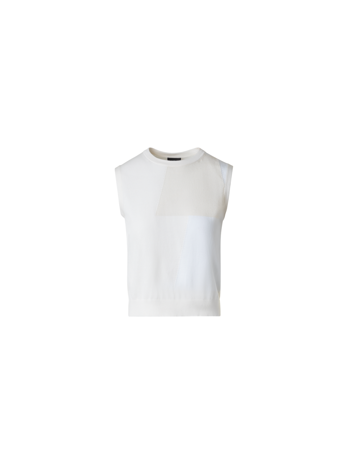 Designer Cotton Knit Top with Trapezoid Jacquard - neutral - pastel - ecru - white