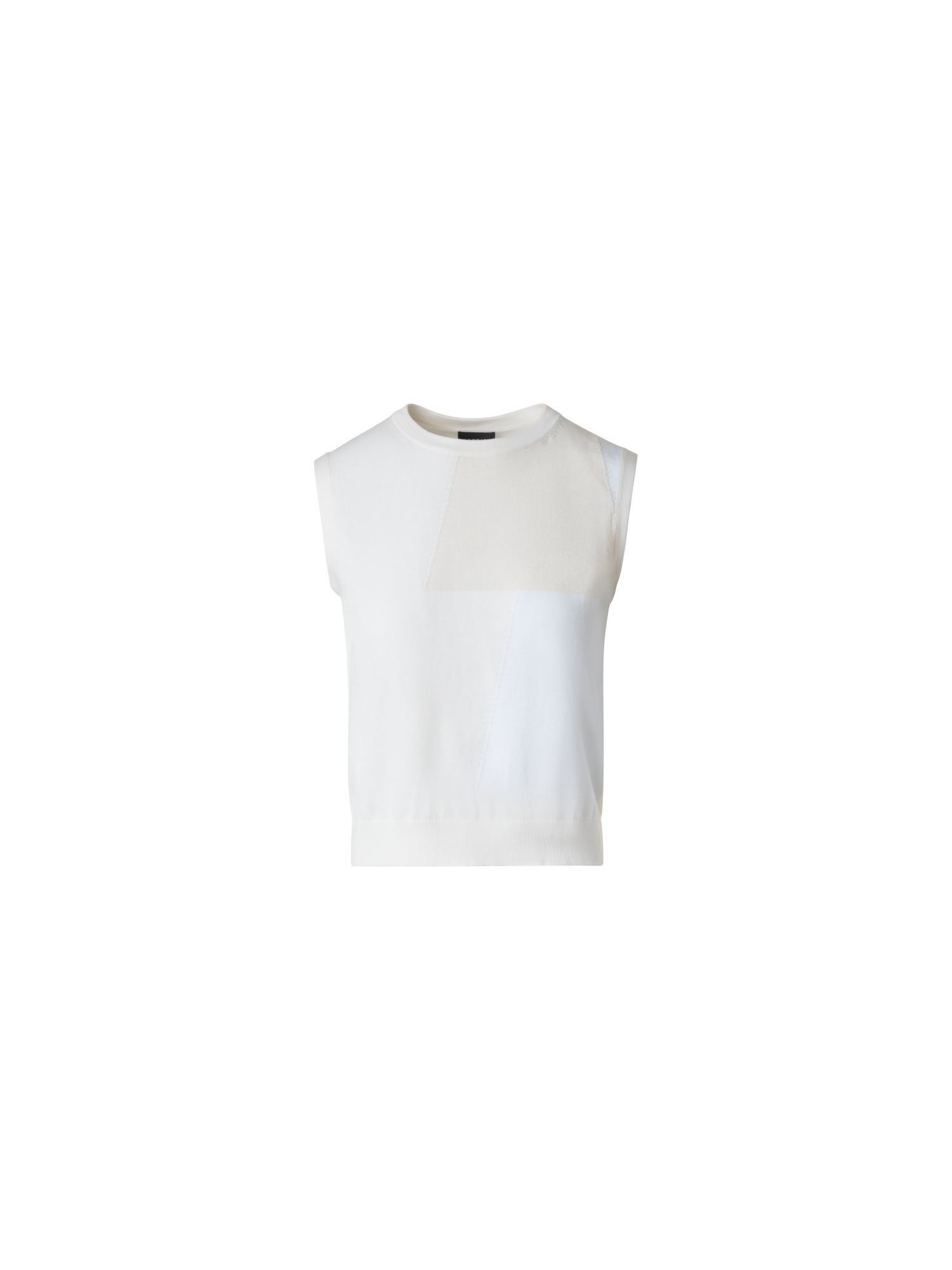 Designer Cotton Knit Top with Trapezoid Jacquard - neutral - pastel - ecru - white