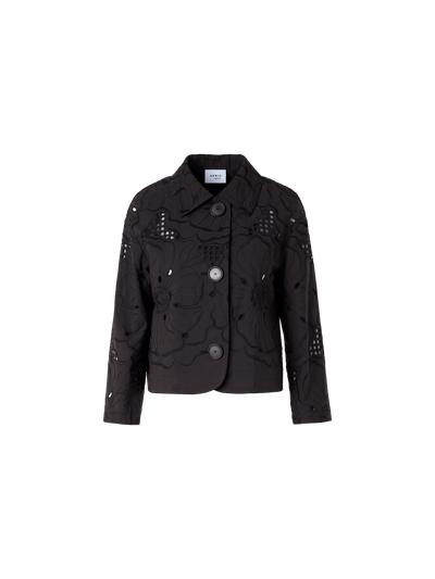Designer Long-Sleeve Shiny Crinkle Faux-Leather Short Jacket - black