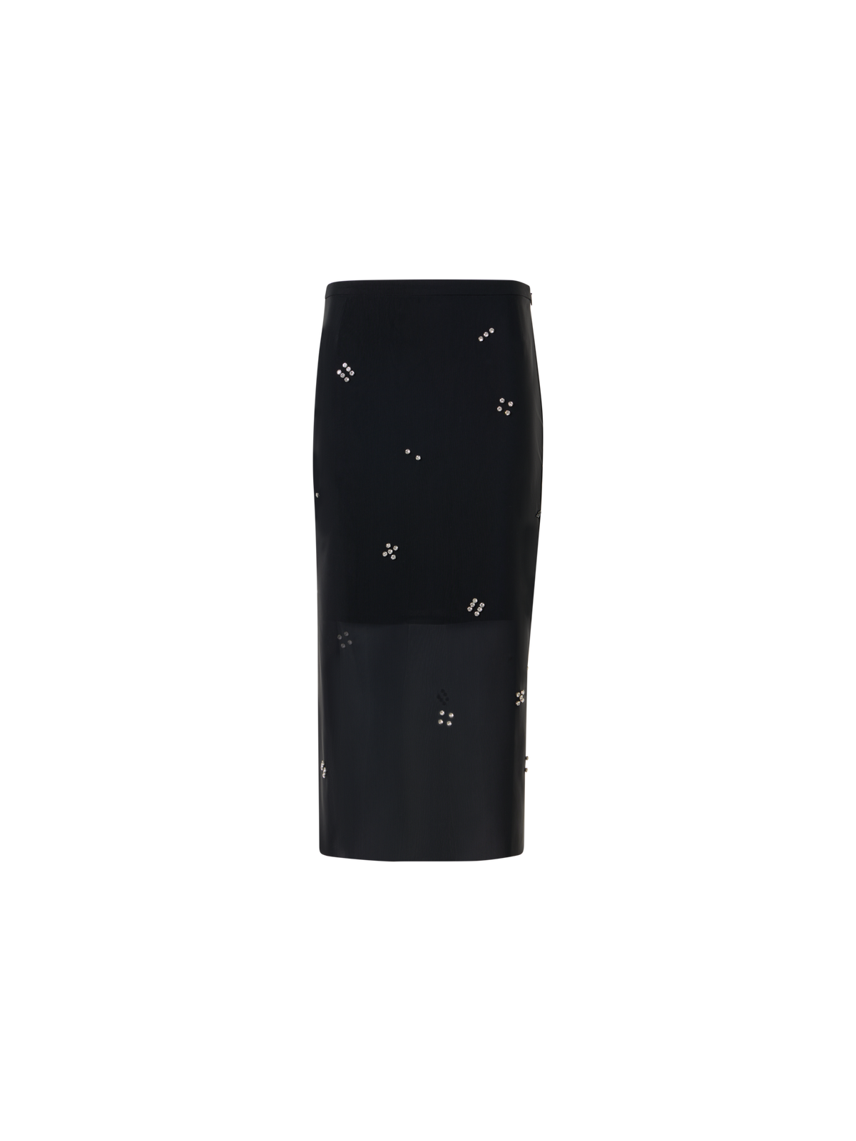 Designer Tulle Pencil Skirt with Diamond Dice Dot Embellishment - black