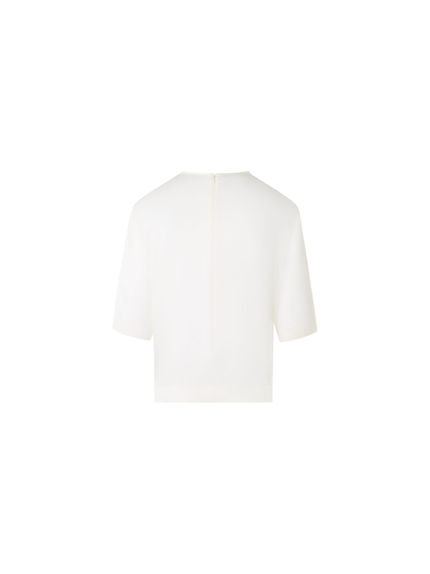 Designer Boxy Silk Satin T-Shirt Blouse - ecru