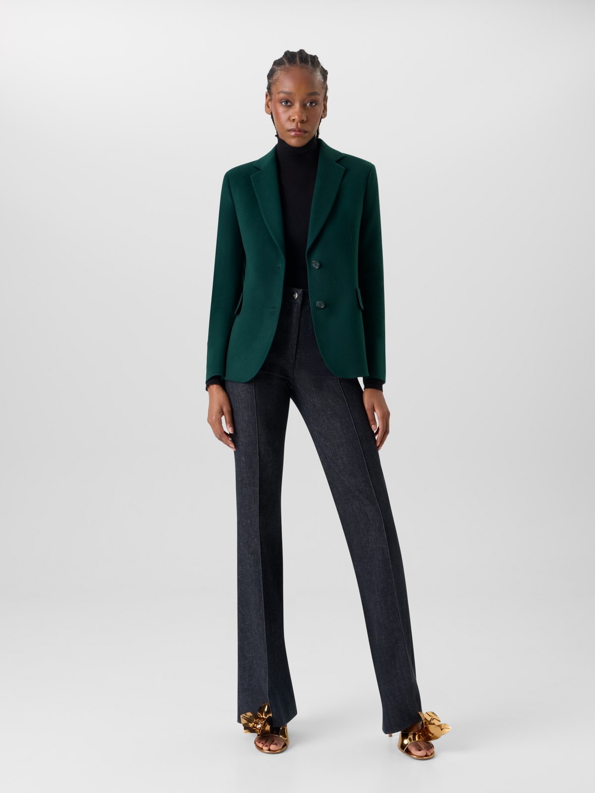 Designer Fitted Cashmere Double-Face Jacket - green 
