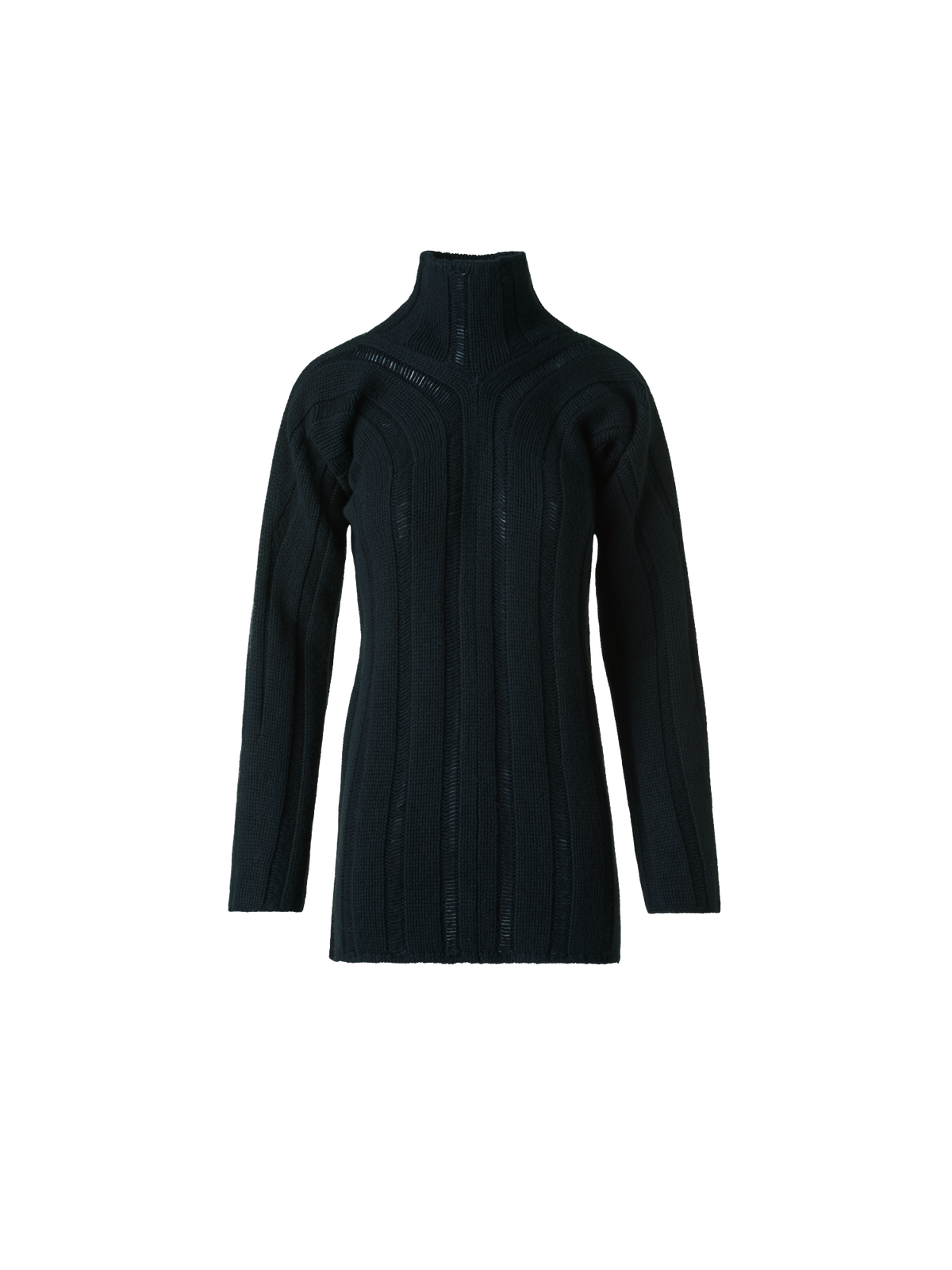 Designer Maxi Rib Cashmere Mock Neck Sweater - black - neutral