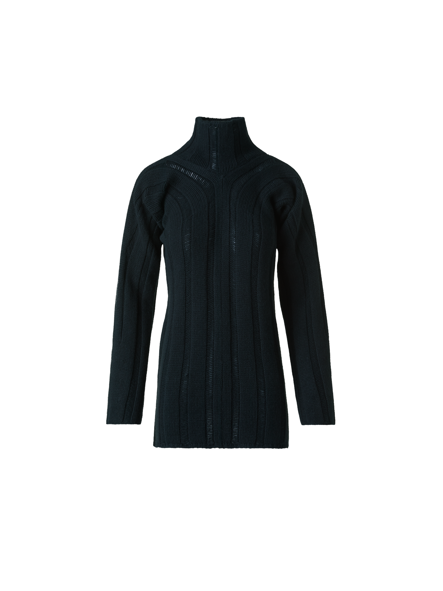 Designer Maxi Rib Cashmere Mock Neck Sweater - black - neutral