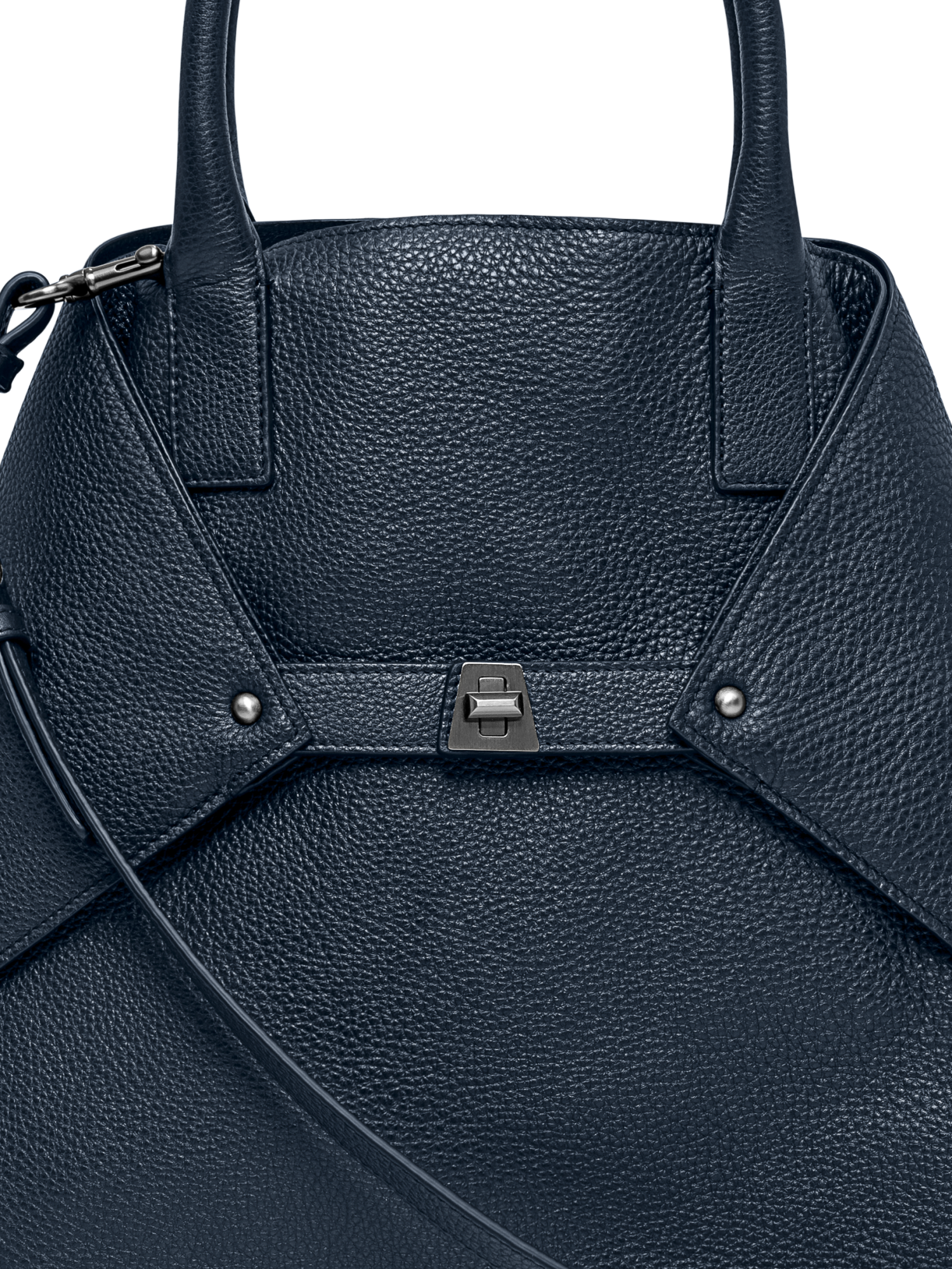 Designer Ai Medium Top Handle Tote - navy - blue