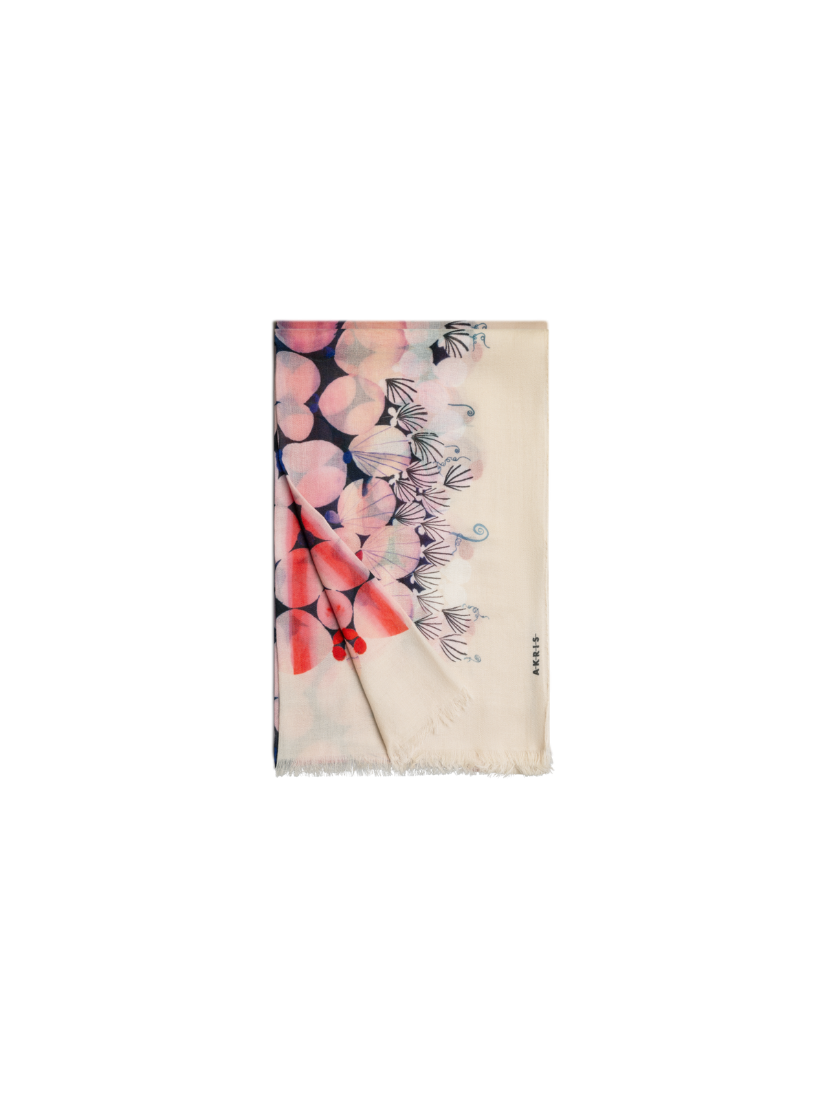 Designer Cashmere Scarf with Silver Dollars Print - multicolor - pink