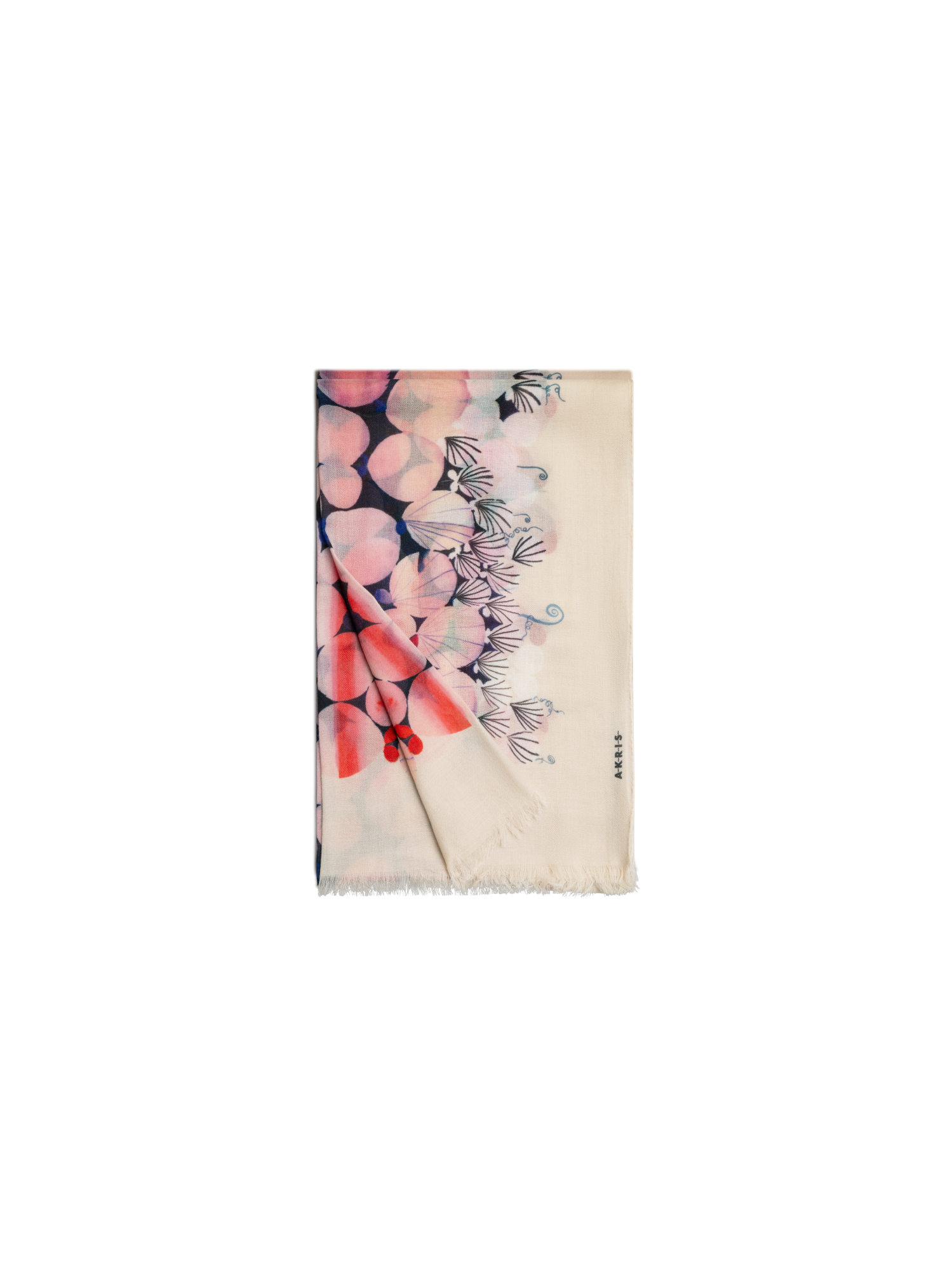 Designer Cashmere Scarf with Silver Dollars Print - multicolor - pink