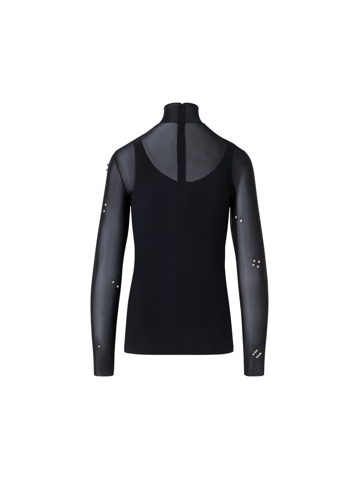 Designer Tulle Blouse with Diamond Dice Dot Embellishment - black