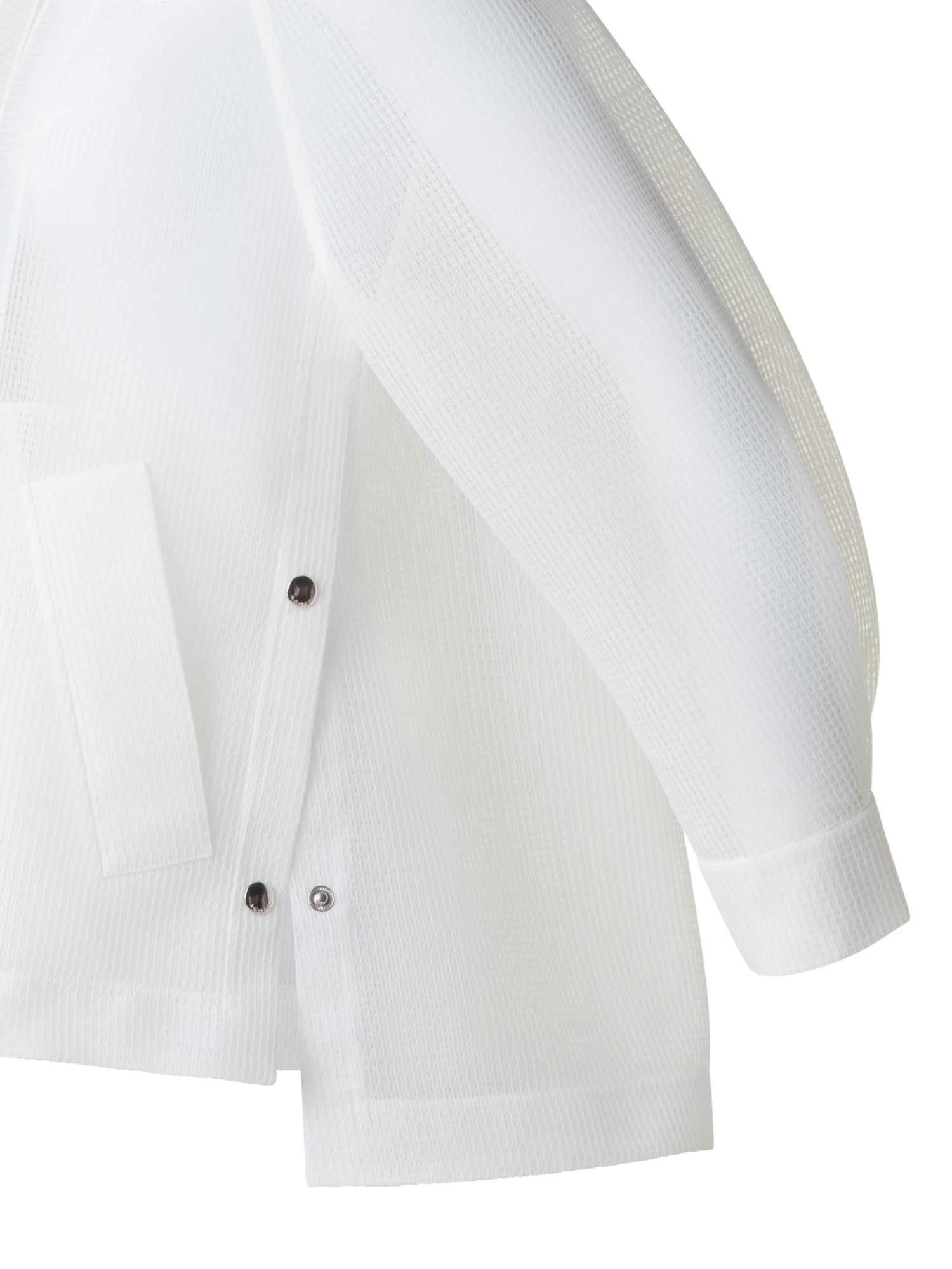 Designer Water Repellent Parka in Sheer Techno-Grid - neutral - white