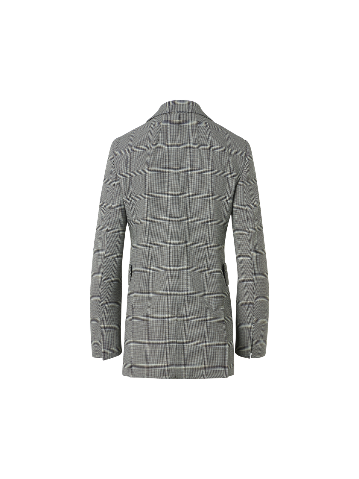 Designer Prince of Wales Check Wool Stretch Double-Face Jacket - grey
