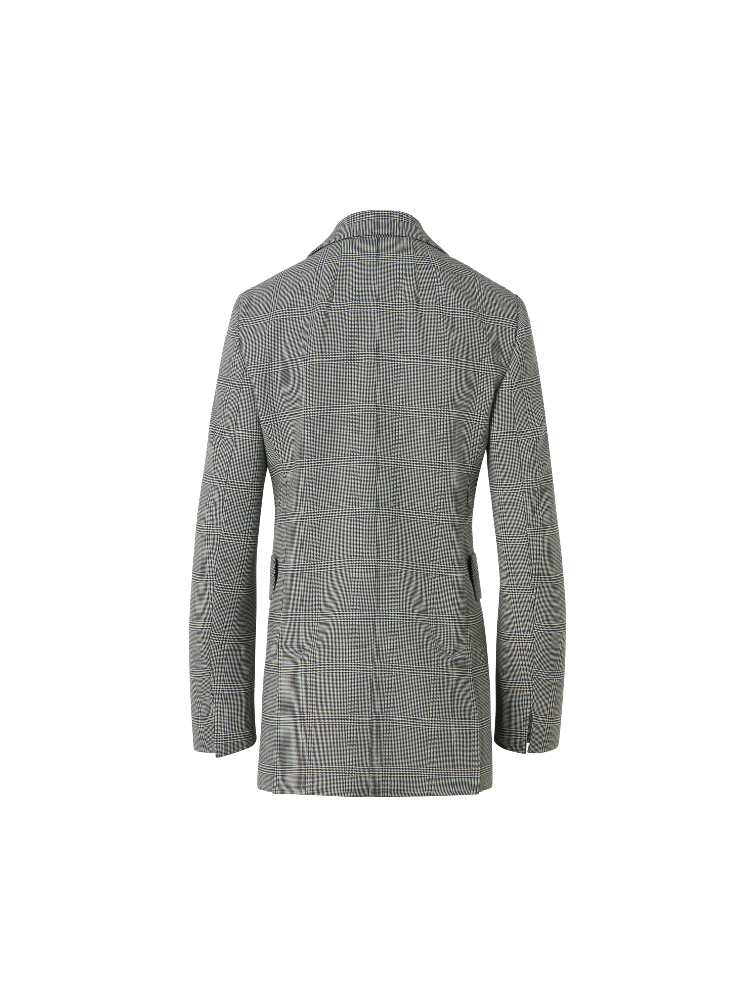 Designer Prince of Wales Check Wool Stretch Double-Face Jacket - grey